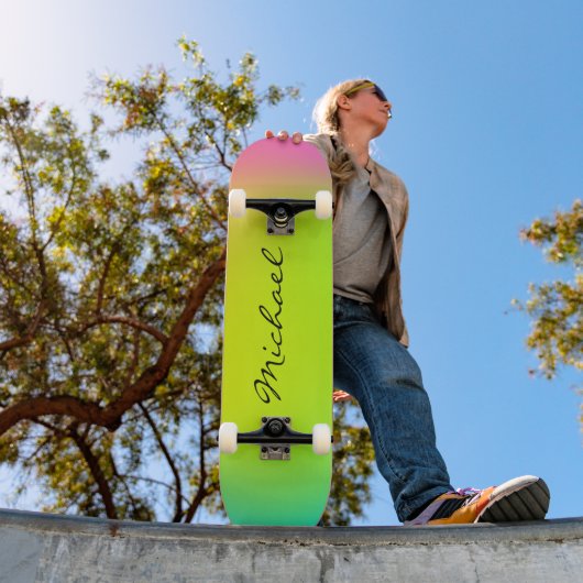 Coole Personalisierte Neon Ombre Skateboard (Außen 1)