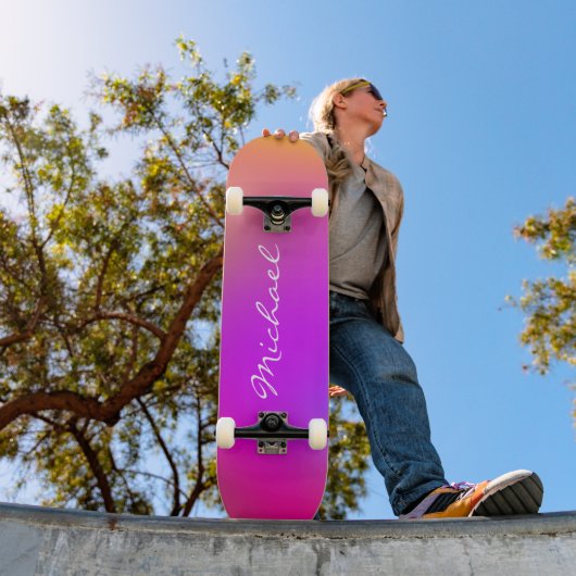 Coole Personalisierte Neon Ombre Skateboard (Außen 1)