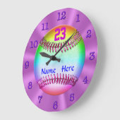 Coole Personalisierte Softball-Uhren für Mädchen Große Wanduhr (Winkel)