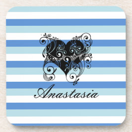 Coole, Phantastische, blaue Streifen mit weißem He Getränkeuntersetzer