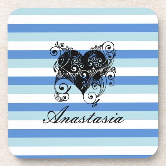 Coole, Phantastische, blaue Streifen mit weißem He Getränkeuntersetzer (Vorderseite)