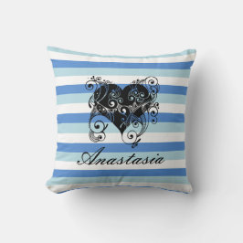 Coole, Phantastische, blaue Streifen mit weißem He Kissen