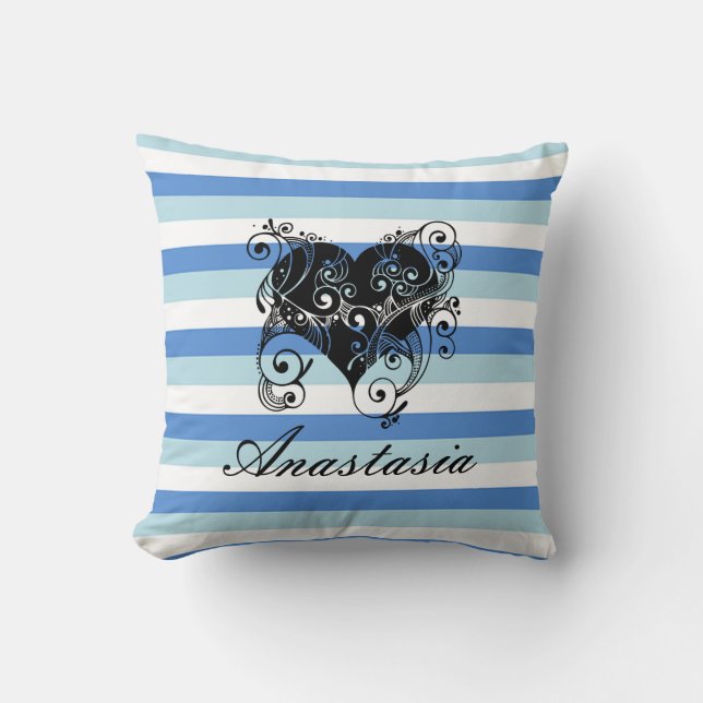 Coole, Phantastische, blaue Streifen mit weißem He Kissen (Vorderseite)