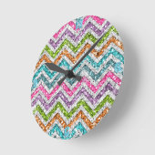 Coole phantastische, helle Farbtöne Zickzack Zick Runde Wanduhr (Winkel)