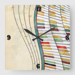 Coole phantastische Piano Retro-Farben antike Quadratische Wanduhr