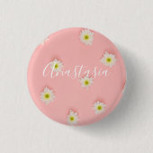 Coole, Phantastische rosa Blume Button (Vorderseite)
