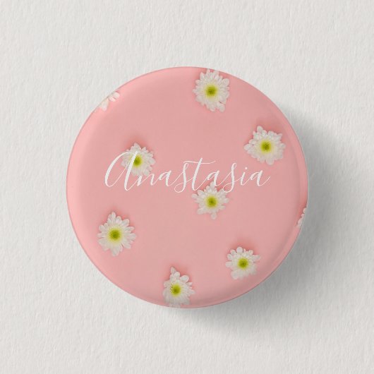 Coole, Phantastische rosa Blume Button (Vorderseite)