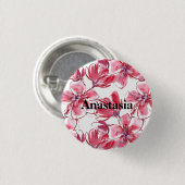 Coole, Phantastische rosa Blume Getränke Button (Vorne & Hinten)