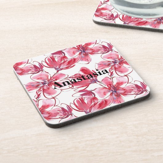 Coole, Phantastische rosa Blume Getränkeuntersetzer (Linke Seite)