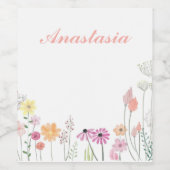 Coole, Phantastische, rosa Blume mit Ihrem Namen Weinetikett (Einzelnes Label)