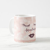 Coole, Phantastische, rosa Funkelnd Gesichter Kaffeetasse (Vorderseite Links)