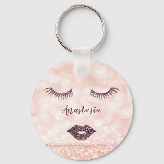 Coole, Phantastische, rosa Funkelnd Gesichter Schlüsselanhänger (Vorderseite)