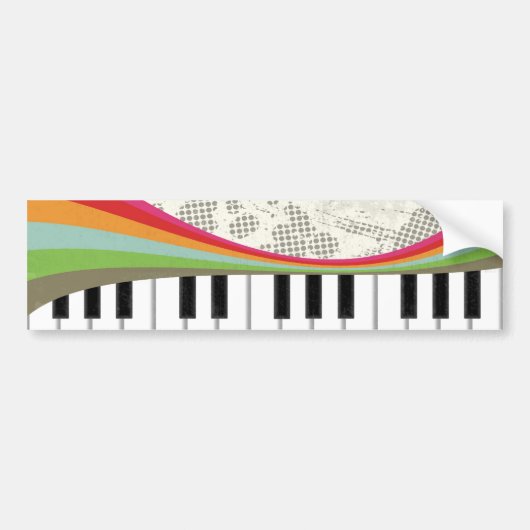 Coole phantastische trendige Piano Retro-Farbstrei Autoaufkleber (Vorne)