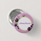 Coole, Phantastische, violette Blumen mit Ihrem Na Button (Vorne & Hinten)