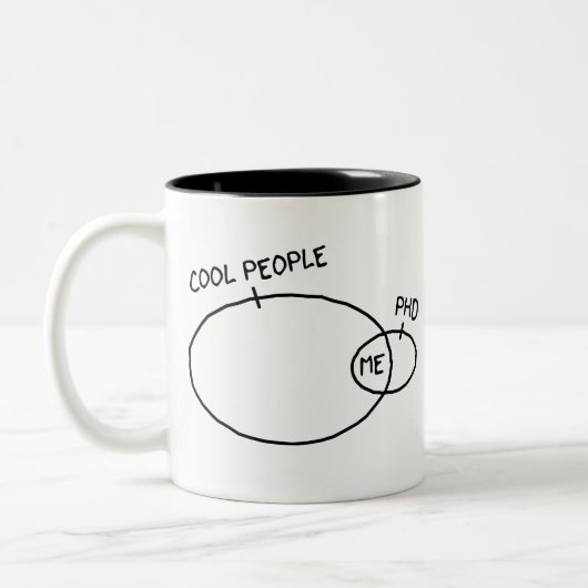 Coole PhD-Tasse Zweifarbige Tasse (Links)
