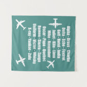 Coole Phonetik Alphabet Blau- und Weißluftfahrt Wandteppich (Vorderseite (Horizontal))