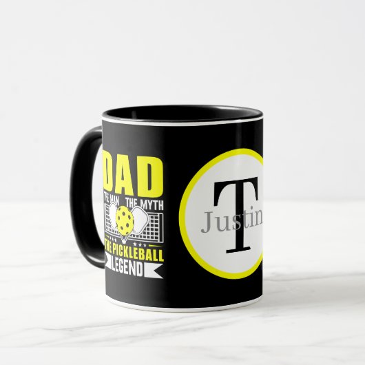 Coole Pickleball-Dad-Wortkunst  Tasse (Vorderseite Links)