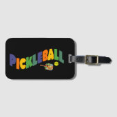 Coole Pickleball Paddle Wavy Text Art Gepäckanhänger (Vorderseite (Horizontal))