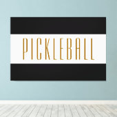 Coole Pickleball Text Schwarz-weiß Stripes Leinwanddruck (Insitu (Holzboden))