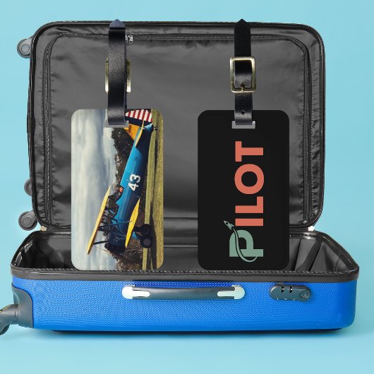 Coole Pilot-Typografie & Rakete,Spaß,Einfache Luft Gepäckanhänger