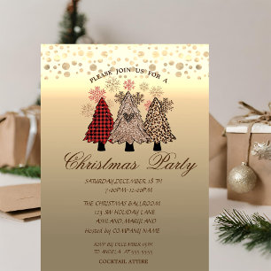 Coole Pine Trees Dots Weihnachts-Party Einladung