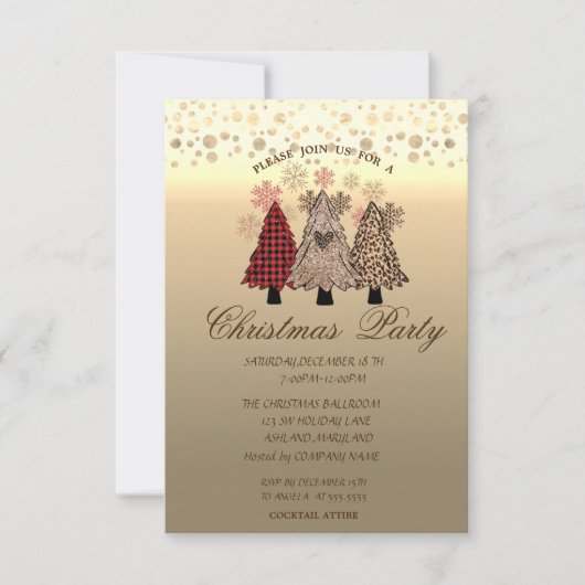 Coole Pine Trees Dots Weihnachts-Party Einladung (Vorderseite)