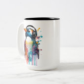Coole Pinguin-Kaffee-Tasse, Kopfhörer tragen! Zweifarbige Tasse (Vorderseite Links)