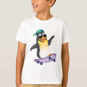 Coole Pinguin Skateboard Kinder T - Shirt Design -
