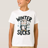 Coole Pinguin-Winter-Unzufriedenheit T-Shirt (Vorderseite)