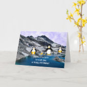 Coole Pinguine Geburtstagskarte Karte (Gelbe Blume)