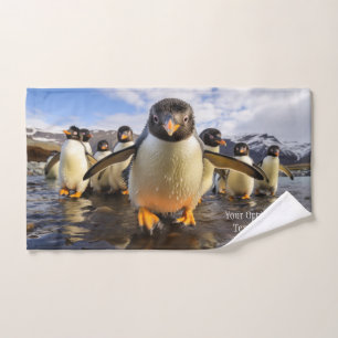 Coole Pinguine im benutzerdefinierten Text Handtuch