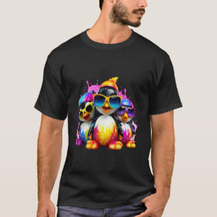Coole Pinguine Sonnenbrillen Lebendiger Farbspritz T-Shirt
