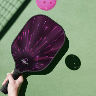Coole Pink Neon-Sonnenstrahl-Schriftzug Anfangsbuc Pickleball Schläger