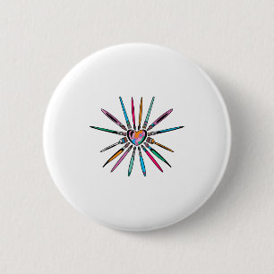 Coole Pinsel-Herzform-Kunstlehrer-Malerei für Küns Button