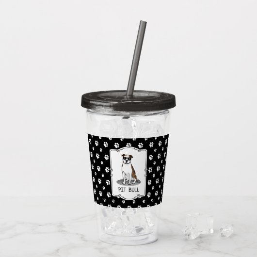 Coole Pit Bull und Sonnenbrille (lt brindle white Acryltrinkbecher (Rückseite Ice)