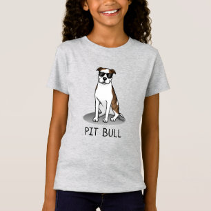 Coole Pit Bull und Sonnenbrille (lt brindle white T-Shirt