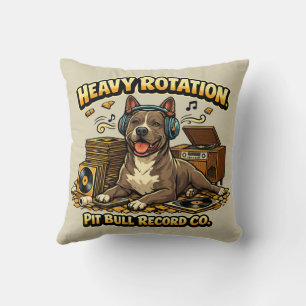 Coole Pitbull Vinyl-Schallplatten Retro-Vibe Kissen