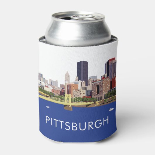 Coole Pittsburgh Skyline-Computerdarstellung Dosenkühler (Kanne Vorderseite)