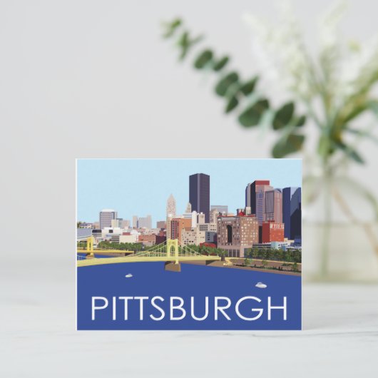 Coole Pittsburgh Skyline-Computerillustration Postkarte (Stehend Vorderseite)