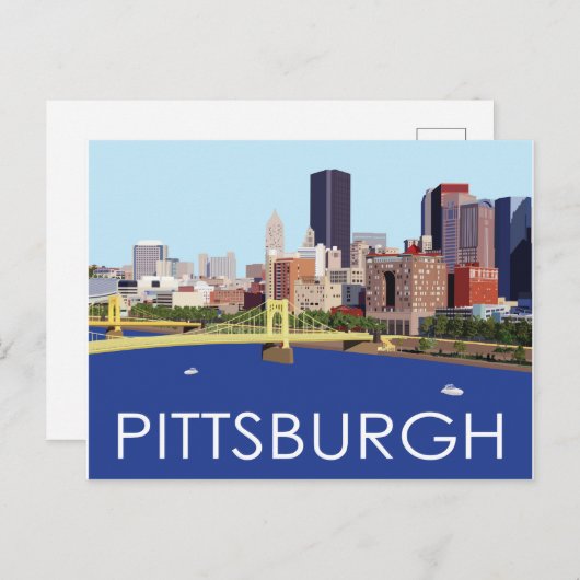 Coole Pittsburgh Skyline-Computerillustration Postkarte (Vorne/Hinten)
