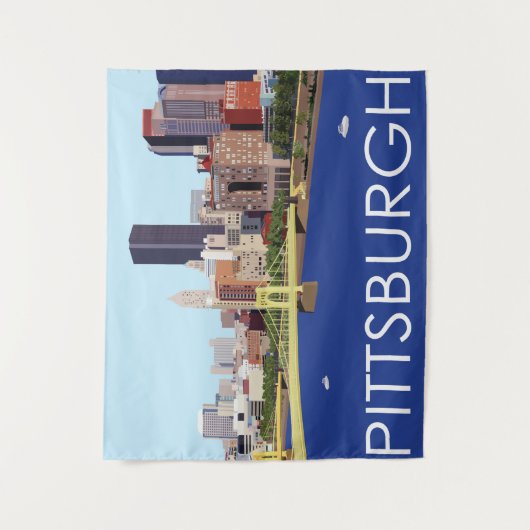 Coole Pittsburgh Skyline-Computerillustration Wandteppich (Vorderseite)