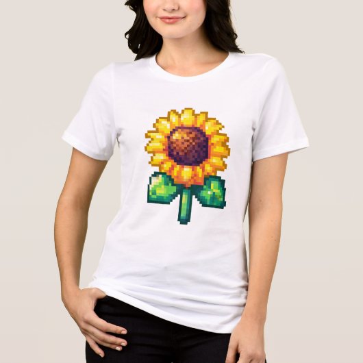 Coole Pixel Art Sonnenblume Tri-Blend Shirt (Vorderseite)