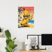 Coole Pixel Banana im Urlaub Poster (Heimbüro)