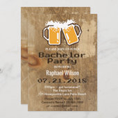 Coole Pixel Beers & Wood Bachelor Party Einladung (Vorne/Hinten)
