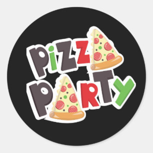 Coole Pizza Party Wortart Runder Aufkleber