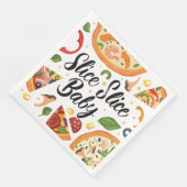 coole Pizza Party Wortart Serviette (Ecke)
