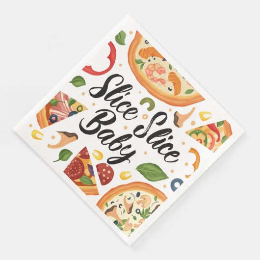 coole Pizza Party Wortart Serviette (Ecke)