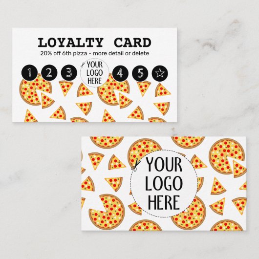 Coole Pizza und Scheiben Muster weiß Ihr Logo Treuekarte (Vorne/Hinten)