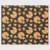 Coole Pizza und Schnitte auf dunkelgrau Geschenkpapier (Flach)