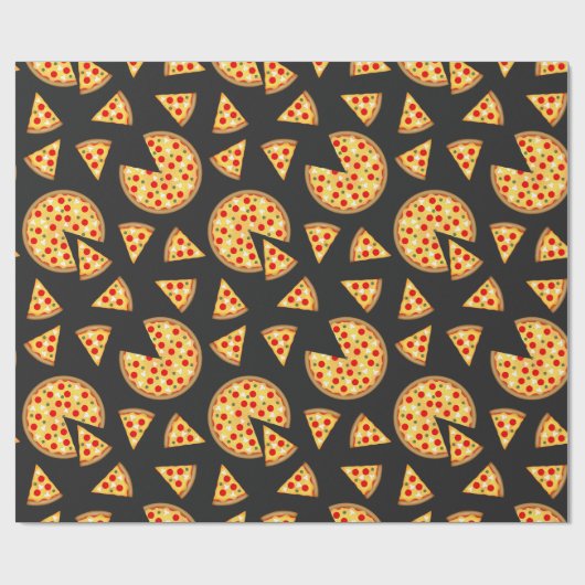 Coole Pizza und Schnitte auf dunkelgrau Geschenkpapier (Flach)